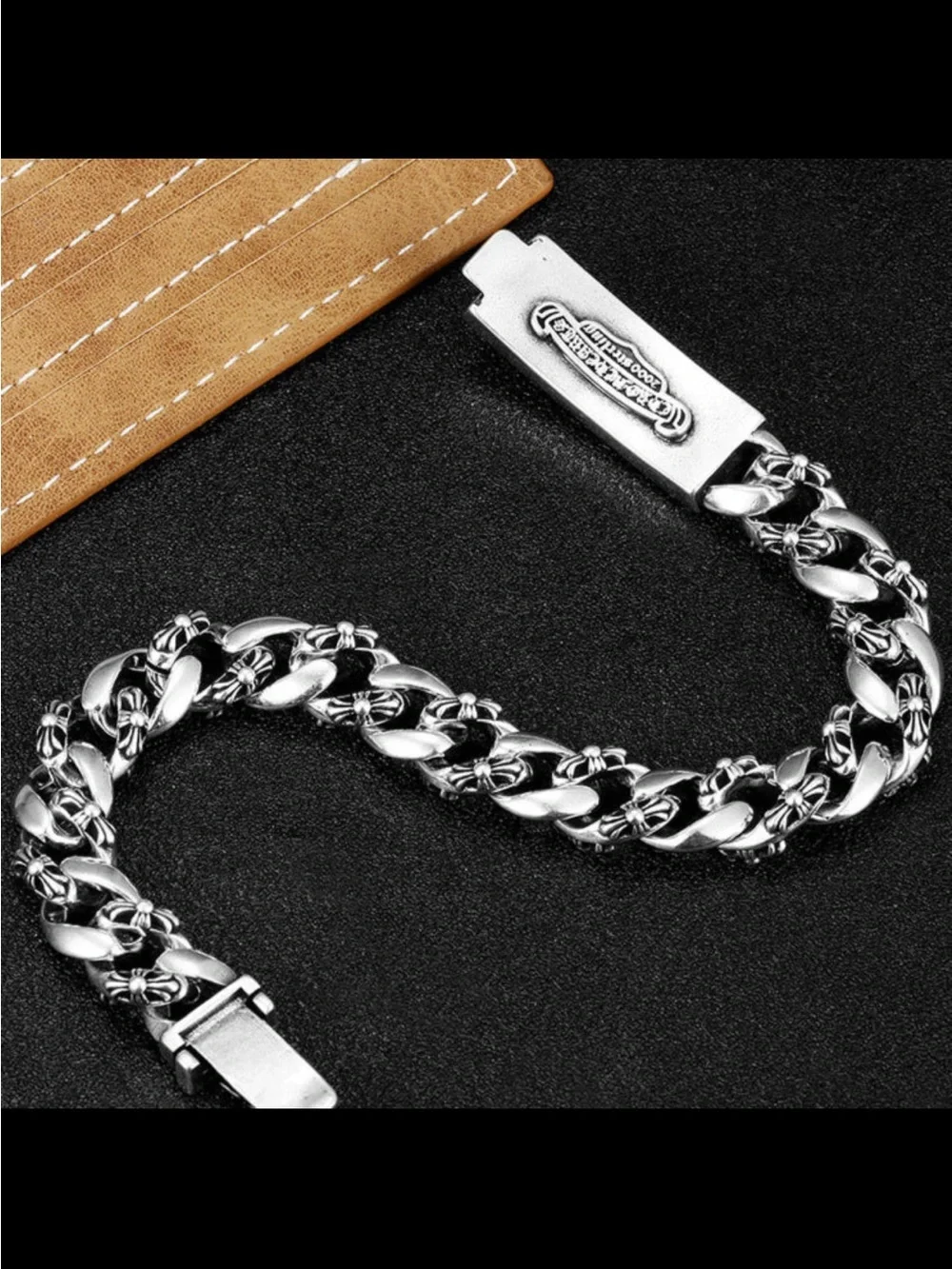 Chrome Hearts Silver Cross Link ID Bracelet